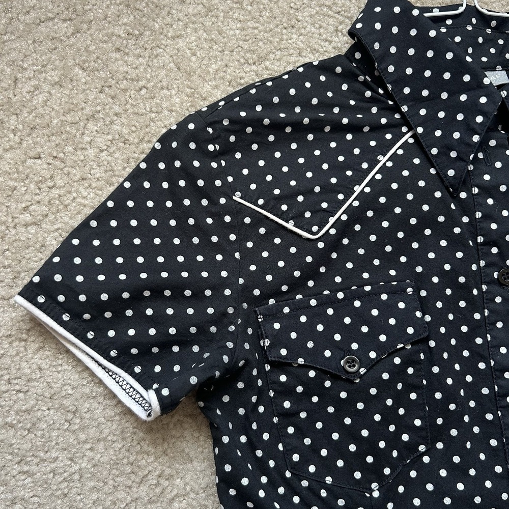Naf Naf XS Vintage Rockabilly Western Shirt Dress Blk/ Wht Polka Dot Retro - Picture 4 of 9